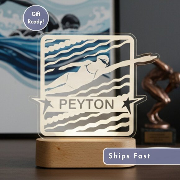 Swimmer Night Light – Personalized LED Lamp for Swim Enthusiasts - Picture 1 of 8